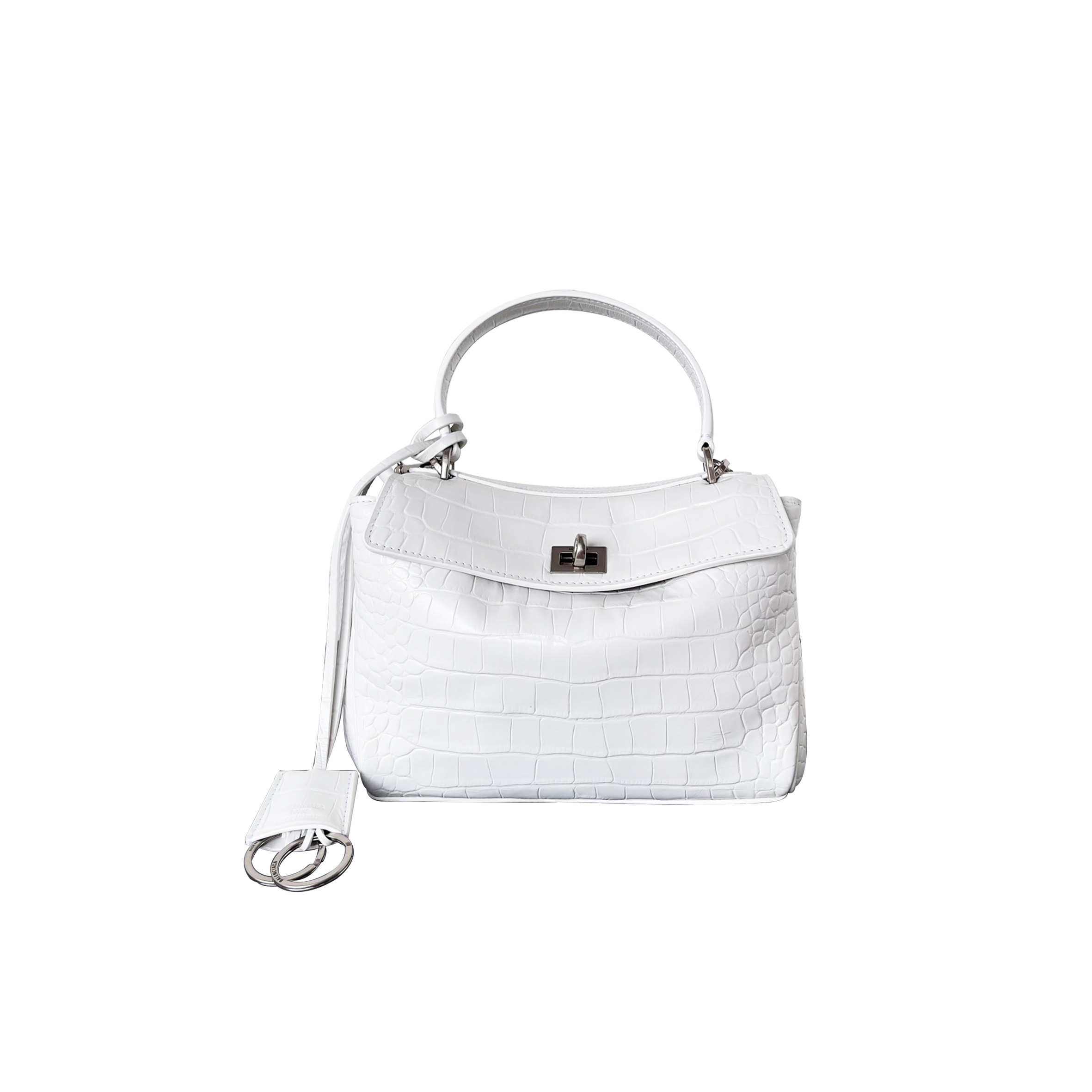 Ba*len*cia*ga women''s rodeo mini handbag crocodile embossed in white 7897222aa5l1200 (22.8*9.9*8.3)
